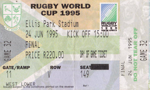 1995 Rugby world cup final ticket, good condition and not tore