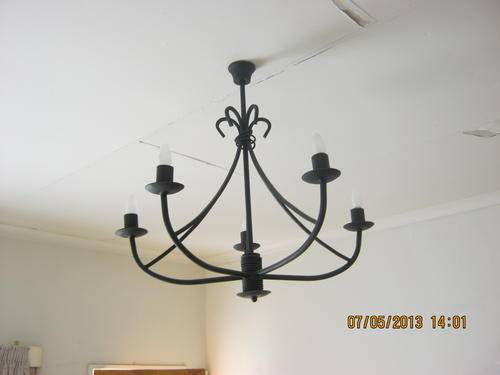 Unique 5 light metal chandelier...just 5 made