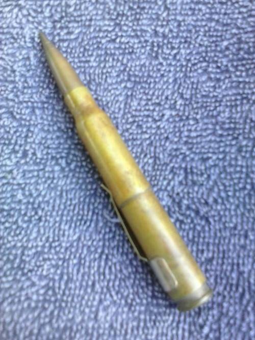 Novelty pen, made out of a bullet casing, 10cm long