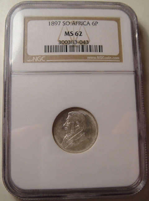 1897 ZAR 6P MS62 - EXCELLENT COIN MINT STATE