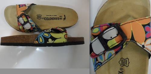 WOMENS FASHIONABLE BIRKENSTOCK FLORAL DESIGN SANDALS/CLOGS, FREE POSTAGE!