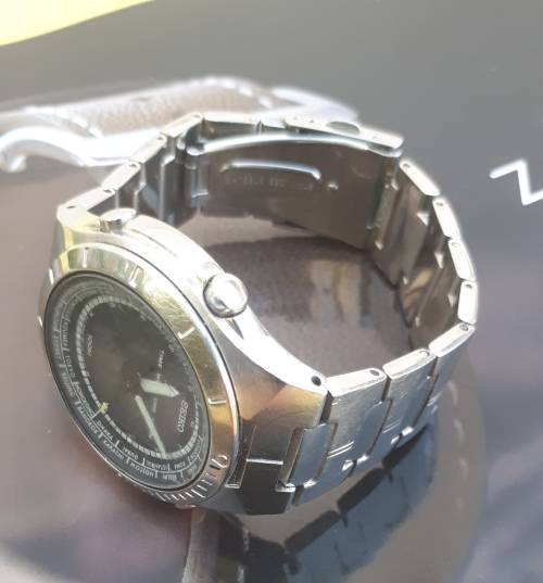 Seiko World Time analog/digital stainless men's watch