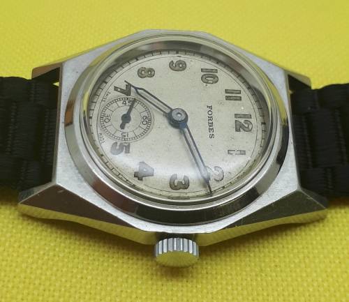 Mint condition vintage military style Forbes watch, high quality 15J movement.