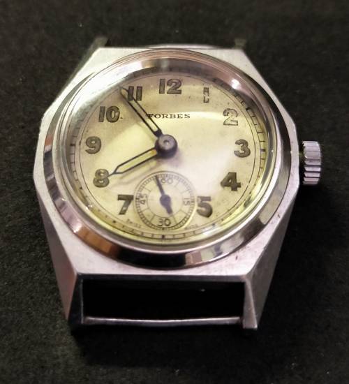 Mint condition vintage military style Forbes watch, high quality 15J movement.