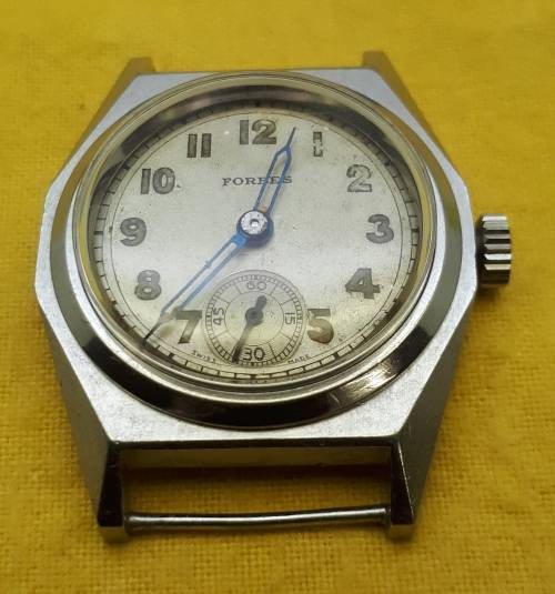 Mint condition vintage military style Forbes watch, high quality 15J movement.