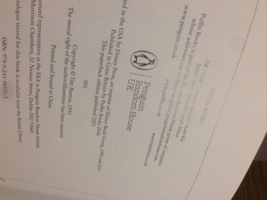 The Nightmare Before Christmas - Written and Illustrated by Tim Burton