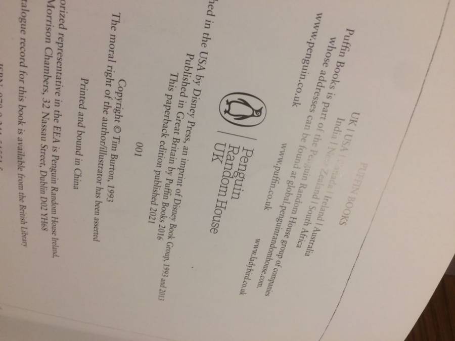 The Nightmare Before Christmas - Written and Illustrated by Tim Burton