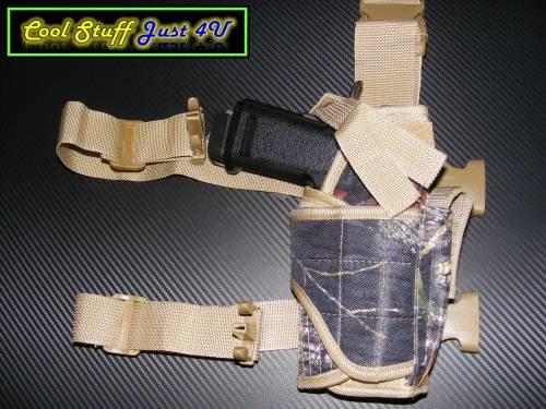 KAKI & BUSH CAMO DROP LEG PISTOL HOLSTER!!!