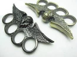SET OF 2 EAGLE HEAD STEEL KNUCKLE DUSTERS BRASS OR SILVER FINISH!!!