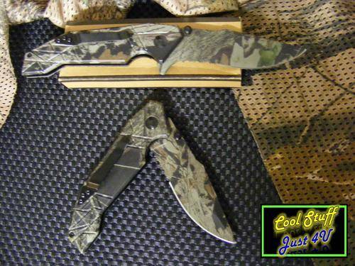 SUPER KNIFE - LARGE BUSH CAMO FOLDING OPS; HUNTING; TACTICAL KNIFE WITH PORTION SERRATED BLADE!!!