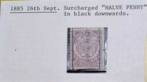 ZUID -AFRICA  REP.  1885  26TH  SEPT. SURCHARGED  (`HALVE PENNY`) IN BLACK DOWNWARDS SCARES IETS