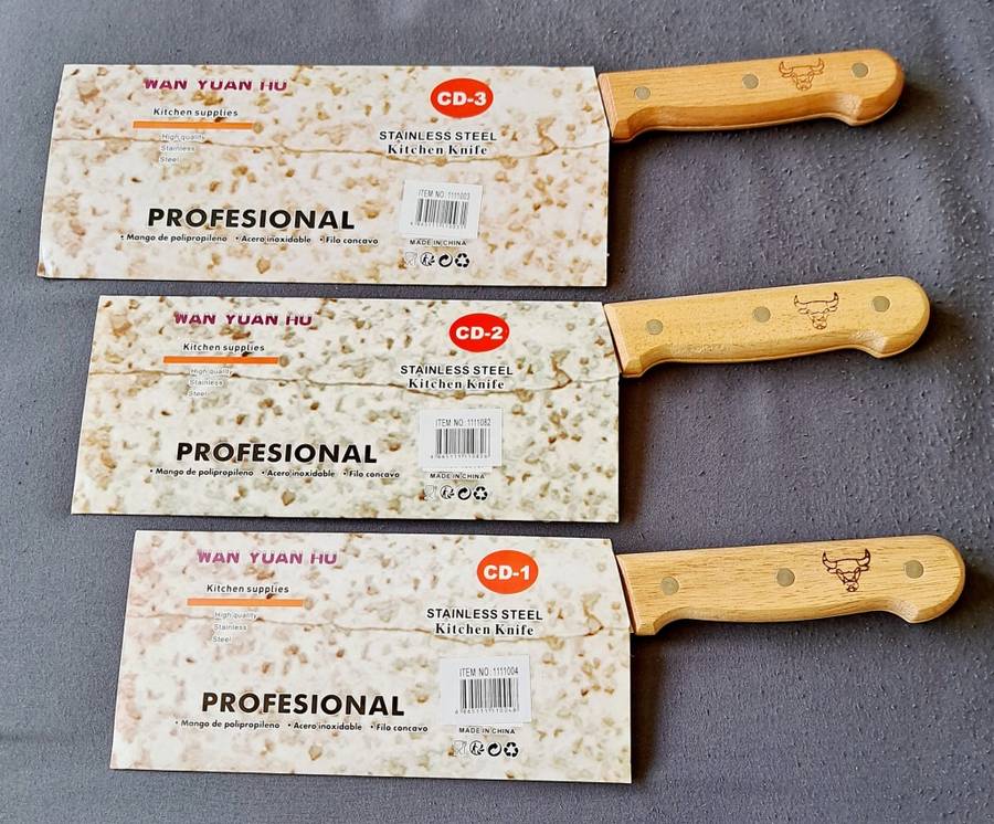 SET OF 3 KITCHEN KNIVE **  CD1 +2+3 *32,5 CM +36CM + 38CM** HIGH QUALITY STAINLESS STEEL **NEW**