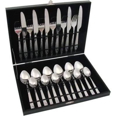 High Quality 24pc Stainless Steel Cutlery Set in Elegant Wood Case