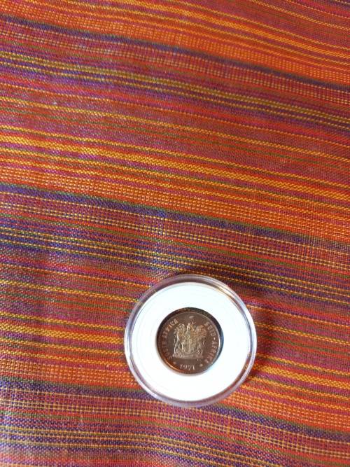 Proof 1 x 1971 South Africa 1/2c  In plastic coin capsule