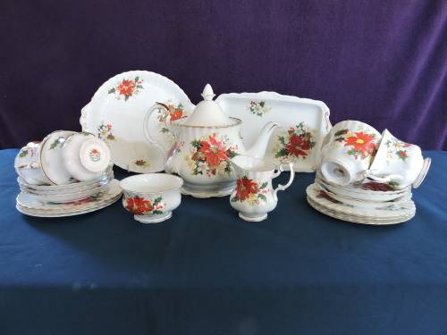 Royal Albert Poinsettia / Yuletide tea set