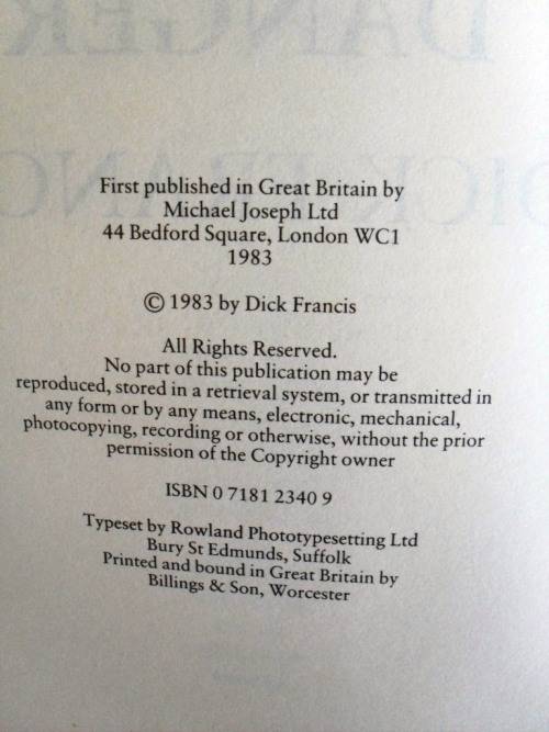 The Danger, Dick Francis