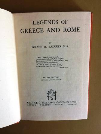 Legends of Greece and Rome, Grace H. Kupfer