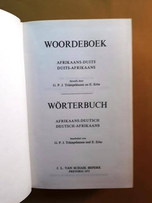 Afrikaans-Duits / Duits-Afrikaans Woordeboek, Trümpelmann/Erbe