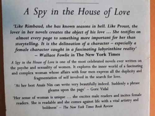 A Spy in the House of Love, Anaïs Nin