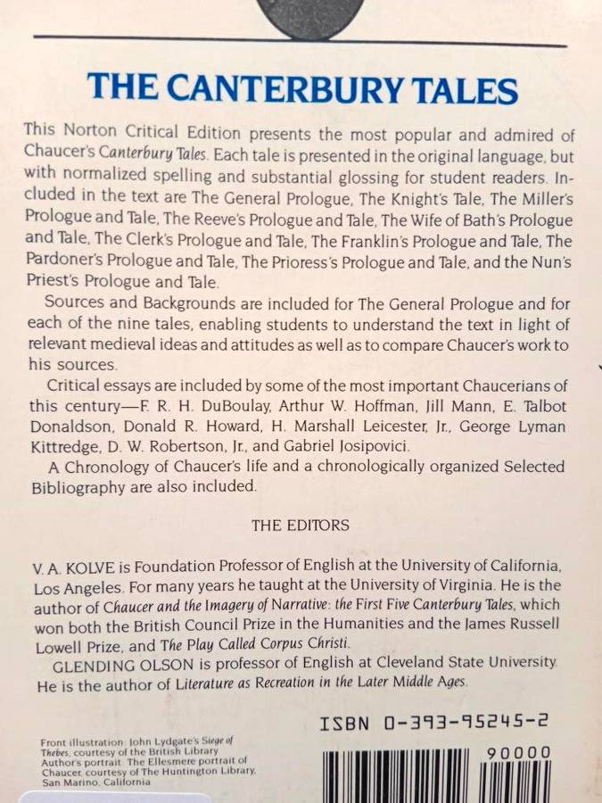 The Canterbury Tales - Nine Tales and the General Prologue, Geoffrey Chaucer [Norton Critical Ed.]