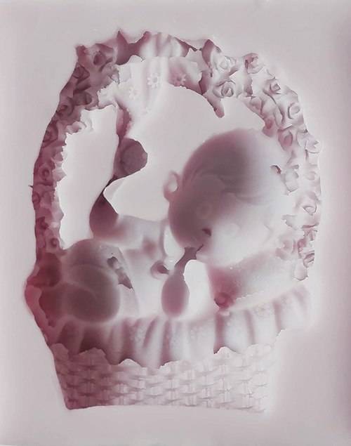 Baby in basket Silicone fondant mould