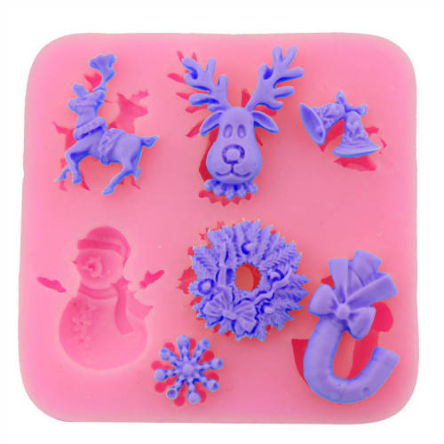 Christmas deer snowflake snowman garland bell Silicone fondant Mould