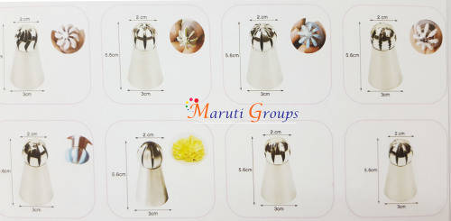 7pc Russian cream nozzle set with piping bag and coupler