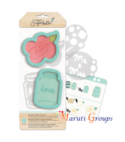 Flower & Bottle Cookie Cutter - Includes stencils