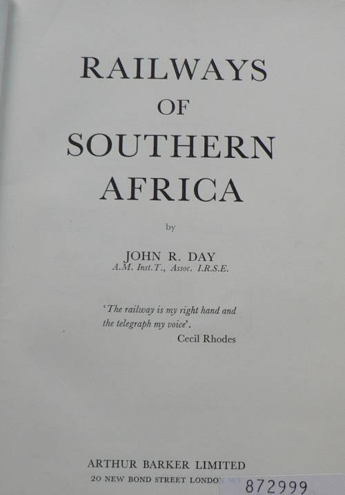 Railways of Southern Africa by J.R. Day