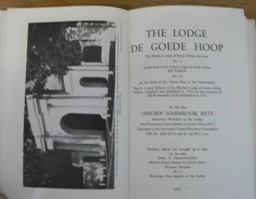 The Lodge de Goede Hoop by Osborn Hambrook Bate(Freemasonry in SA)