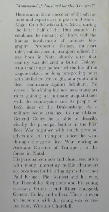 Schwikkard of Natal and old Transvaal by Cecil Cowley(very interesting)