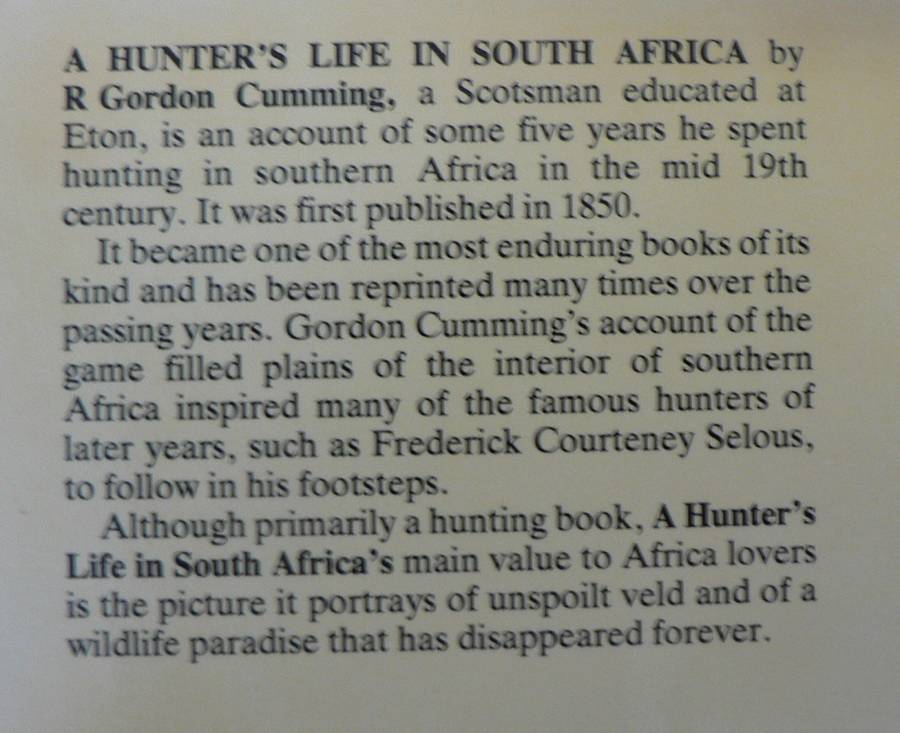 A Hunter`s life in South Africa by R. Gordon Cumming (hunting)