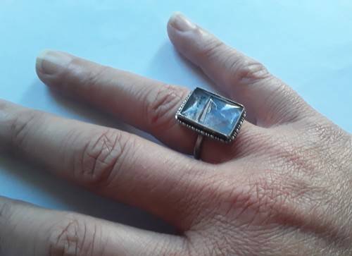 A vintage solid silver and enamel `Durham Castle` ring.