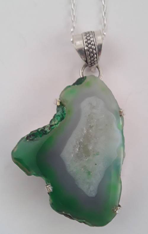 Sterling silver and natural jade pendant with 925 chain.  Stunning!!!