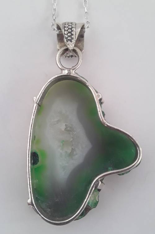 Sterling silver and natural jade pendant with 925 chain.  Stunning!!!