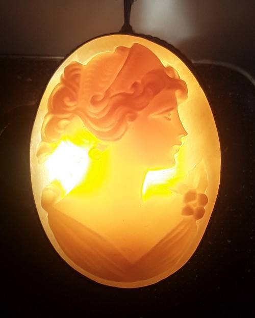 Beautiful 1920`s solid silver and cameo pendant / brooch.