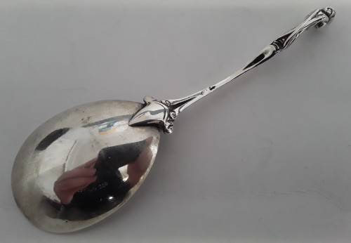 Early Dutch solid silver caddy spoon by Gebruder Niekerk.