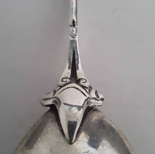 Early Dutch solid silver caddy spoon by Gebruder Niekerk.