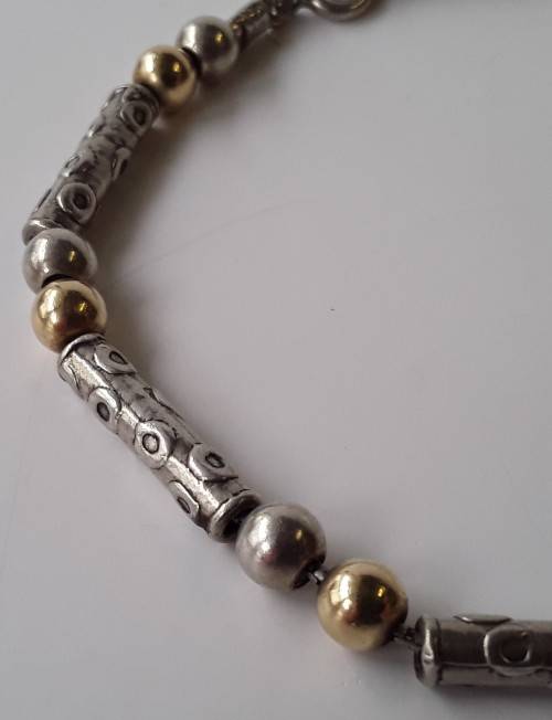 Vintage sterling silver bead bracelet. Stamped: 925