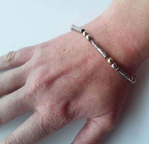 Vintage sterling silver bead bracelet. Stamped: 925