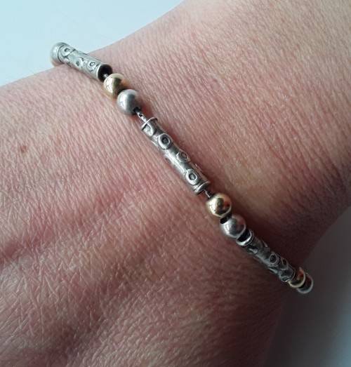 Vintage sterling silver bead bracelet. Stamped: 925