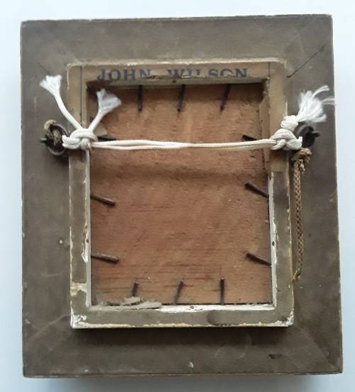 Small Victorian Oil on Board `Caped Man Holding Rooster`. Unsigned. 19 x 17 cm (framed)