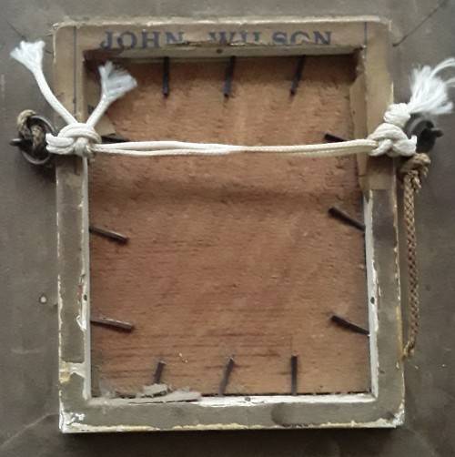 Small Victorian Oil on Board `Caped Man Holding Rooster`. Unsigned. 19 x 17 cm (framed)