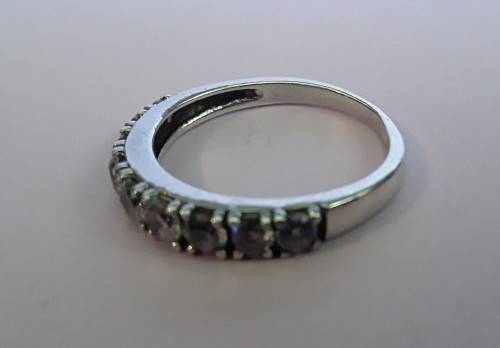 Solid sterling silver half eternity ring with clear stones