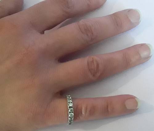 Solid sterling silver half eternity ring with clear stones