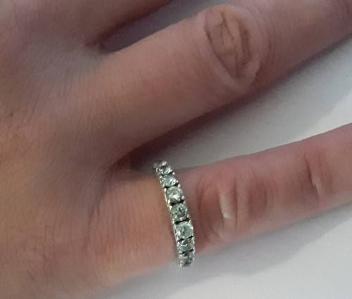 Solid sterling silver half eternity ring with clear stones