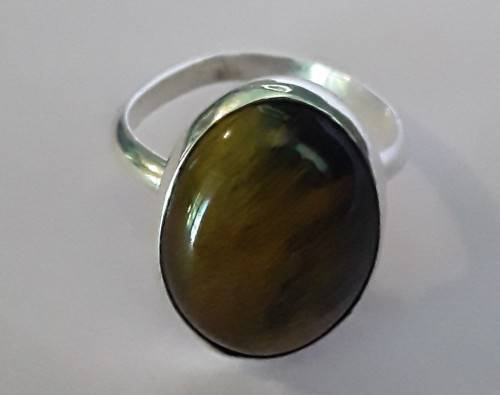 Silver ring with lovely large stone.  Adjustable band