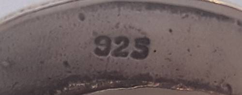 Solid sterling silver ring with three clear, faceted stones.  Size N.  4.6g