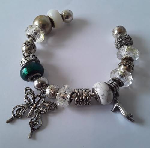 Sterling silver, Pandora style bead bracelet