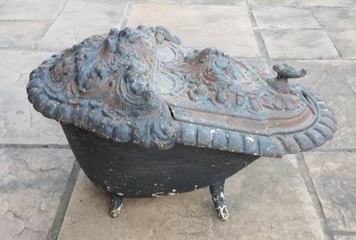 Antique Cast Iron Coal Scuttle, by JBA Godin (1817-1889).